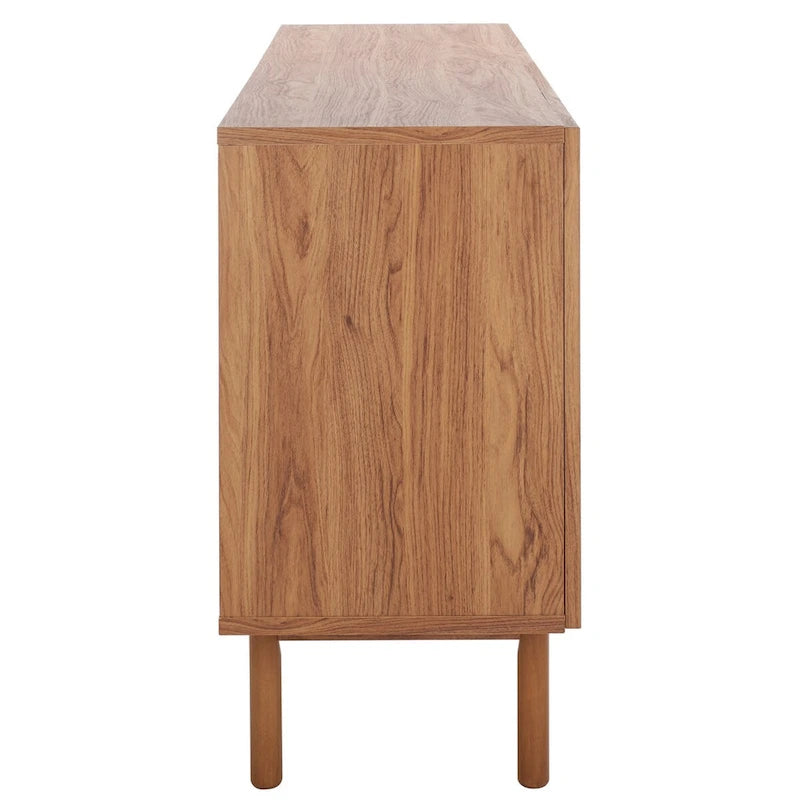 Meuble TV multimédia 4 portes de 160 cm avec portes en maille grillagée dorée