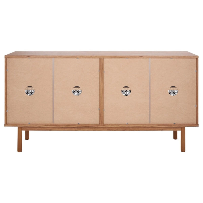 Meuble TV multimédia 4 portes de 160 cm avec portes en maille grillagée dorée