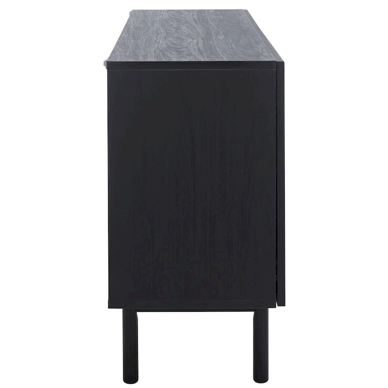 Meuble TV multimédia 4 portes de 160 cm avec portes en maille grillagée dorée
