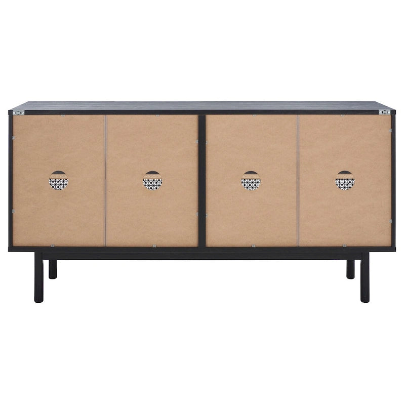 Meuble TV multimédia 4 portes de 160 cm avec portes en maille grillagée dorée