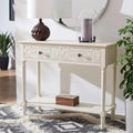 Console 2 tiroirs avec détails floraux sculptés