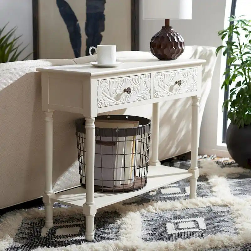 SAFAVIEH Leonia 2-Drawer Console Table - 35.5 W x 13 L x 29.5 H - 36Wx13Dx30H