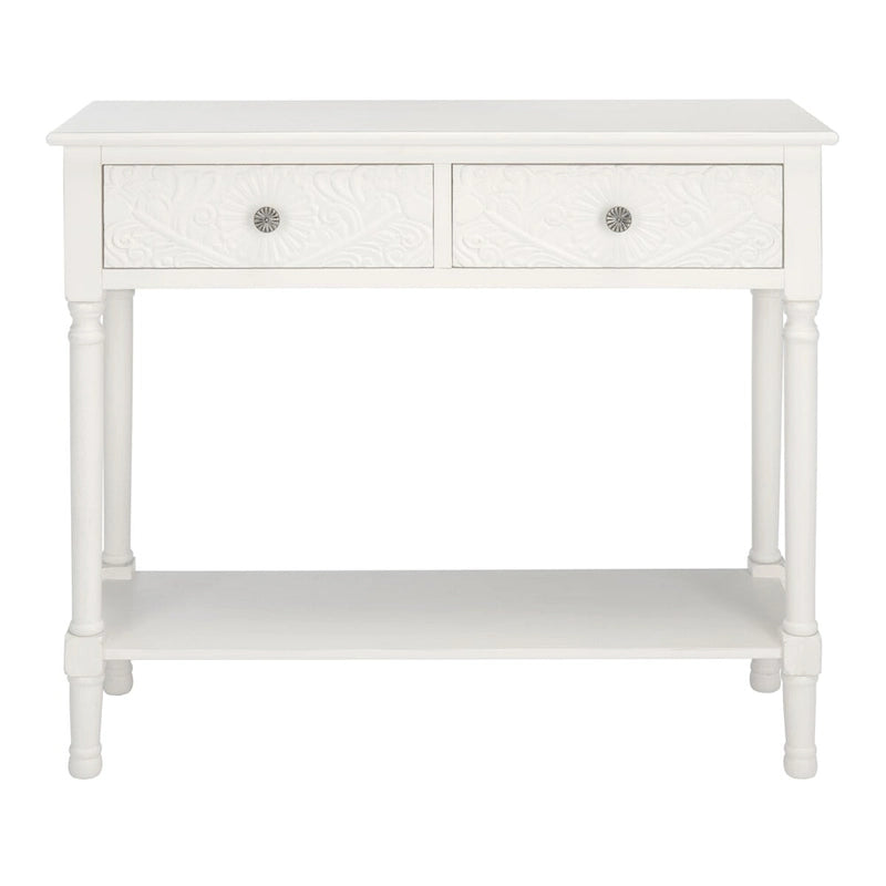 Console 2 tiroirs avec détails floraux sculptés