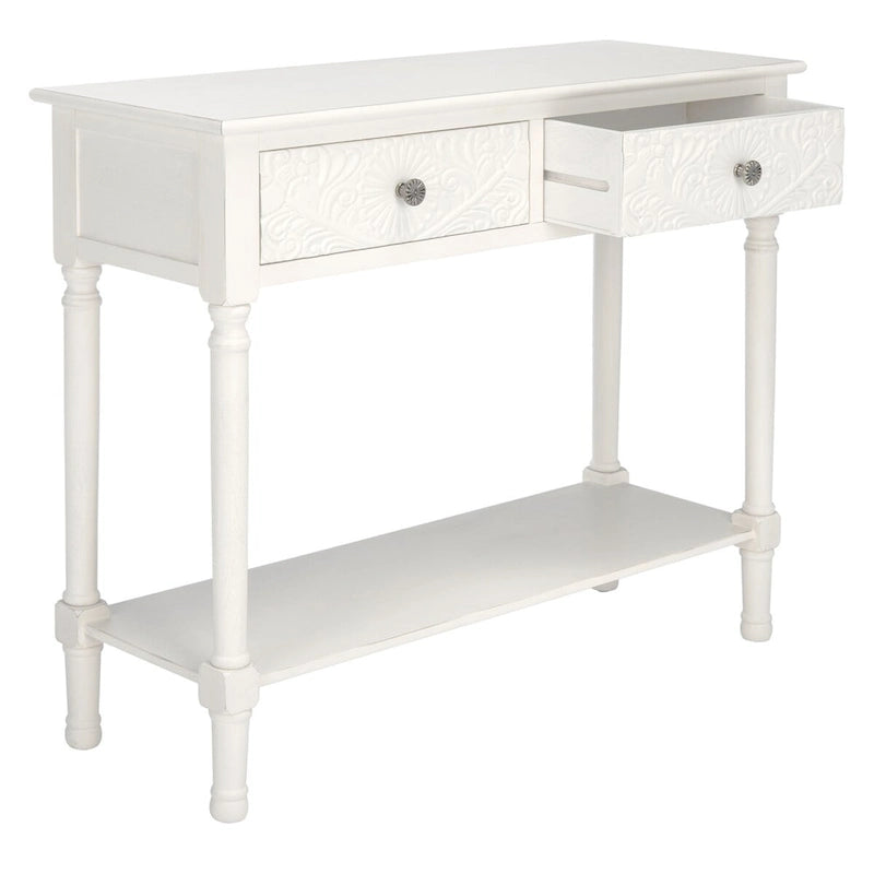 Console 2 tiroirs avec détails floraux sculptés
