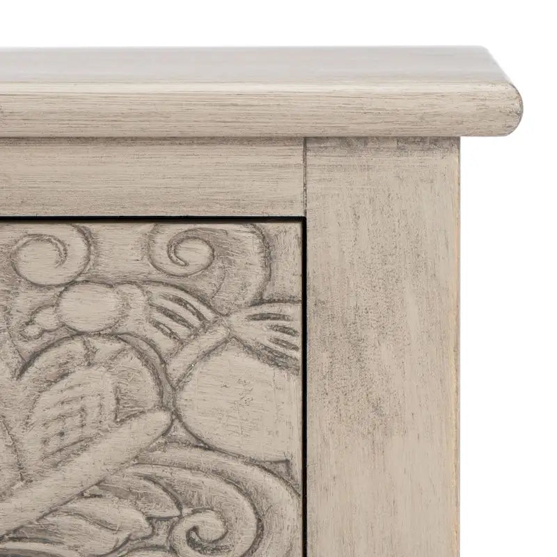 Console 2 tiroirs avec détails floraux sculptés