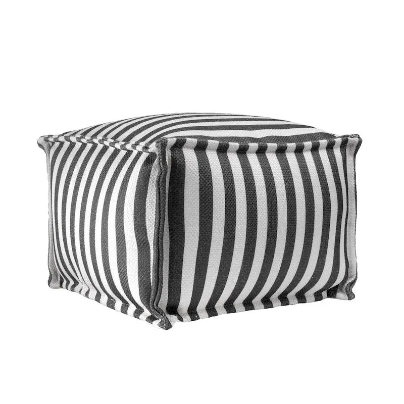 Pouf ottoman rayé imprimé, pour l'intérieur et l'extérieur