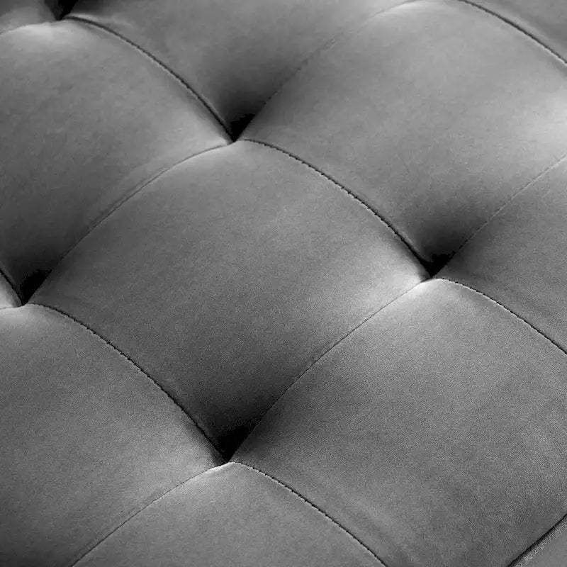 Canapé capitonné en velours biscuit du milieu du siècle