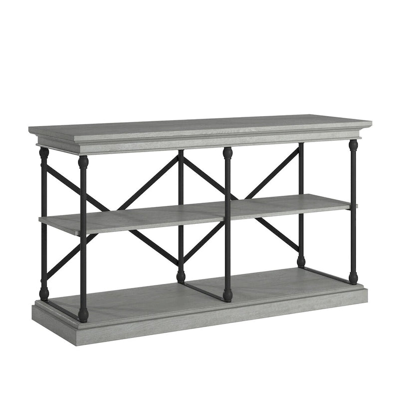 Console d'entrée en fer et bois avec étagères ouvertes
