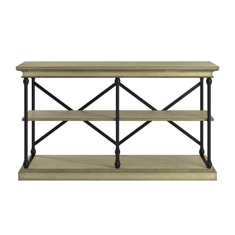 Console d'entrée en fer et bois avec étagères ouvertes