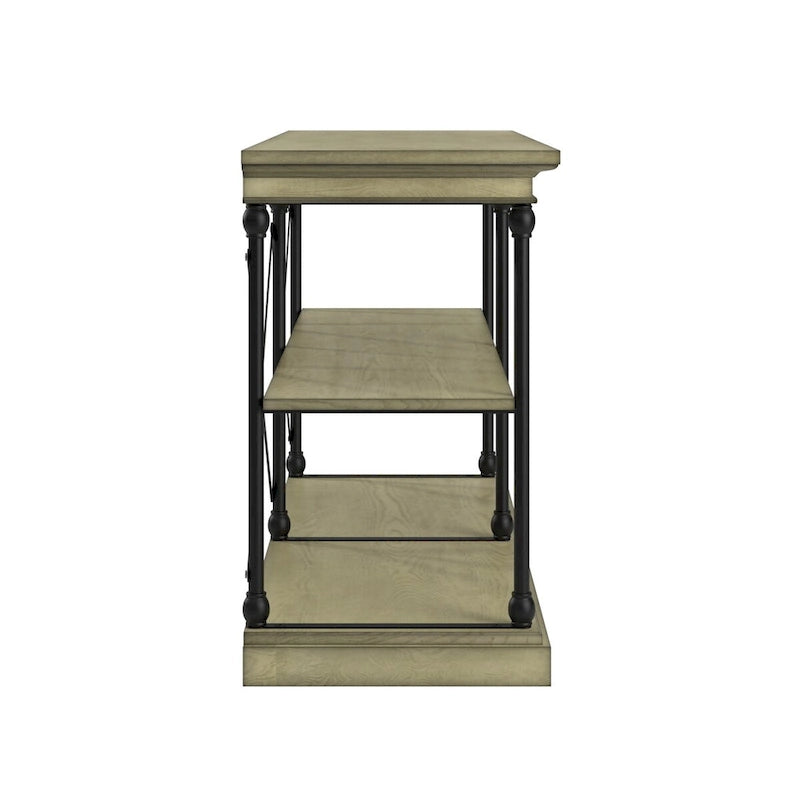 Console d'entrée en fer et bois avec étagères ouvertes