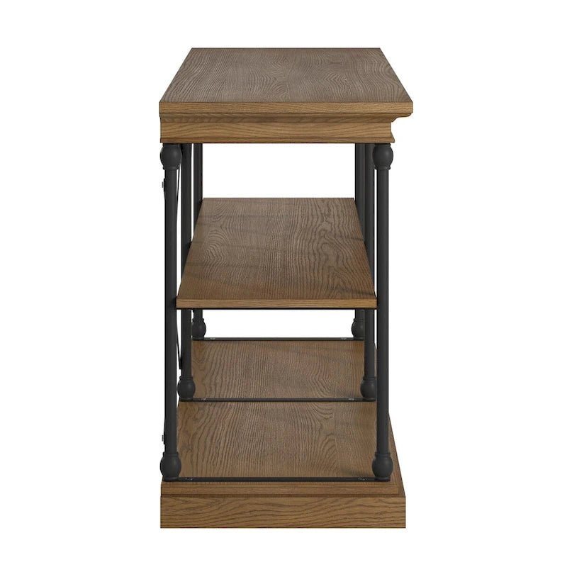 Console d'entrée en fer et bois avec étagères ouvertes