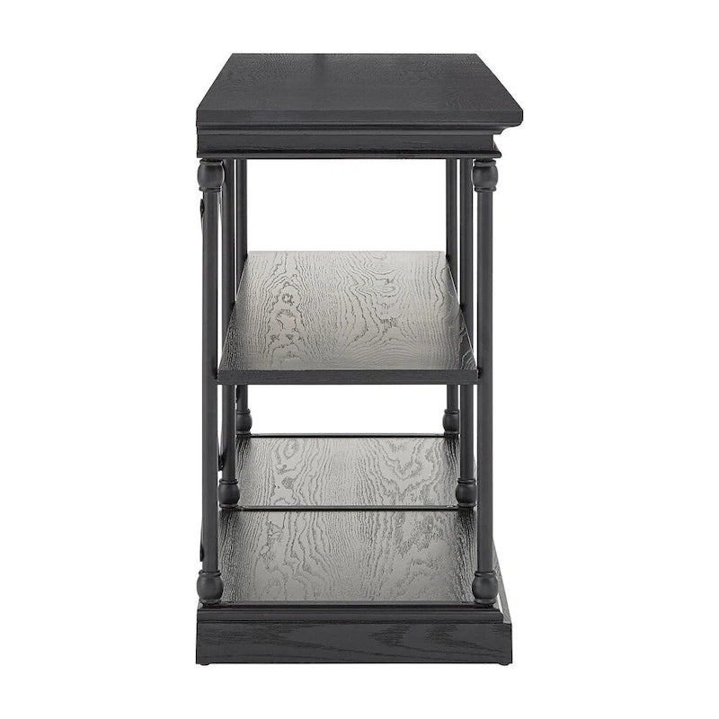Console d'entrée en fer et bois avec étagères ouvertes