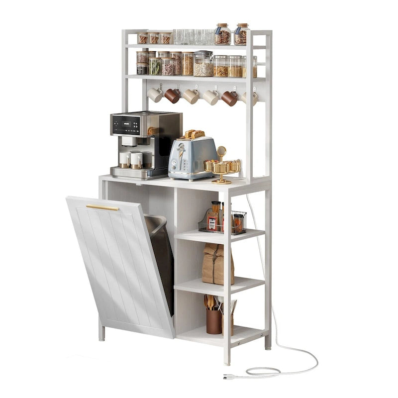 Étagère de cuisine à 6 niveaux avec étagères de rangement et armoire pour poubelle