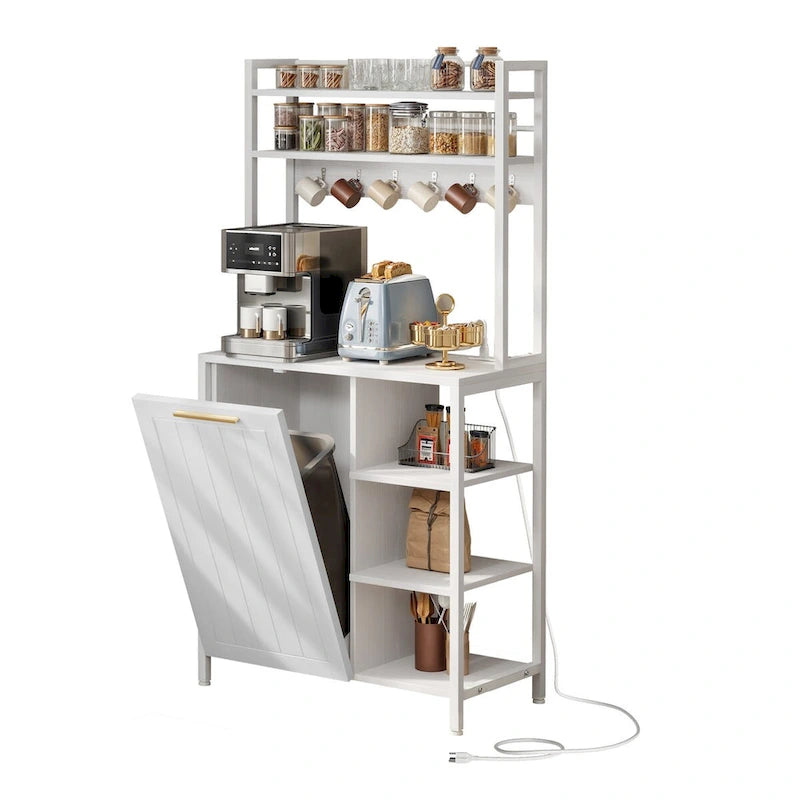 Étagère de cuisine à 6 niveaux avec étagères de rangement et armoire pour poubelle
