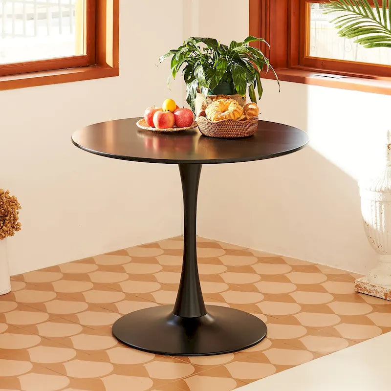 Table de salle à manger tulipe ronde de style Mid-Century Modern