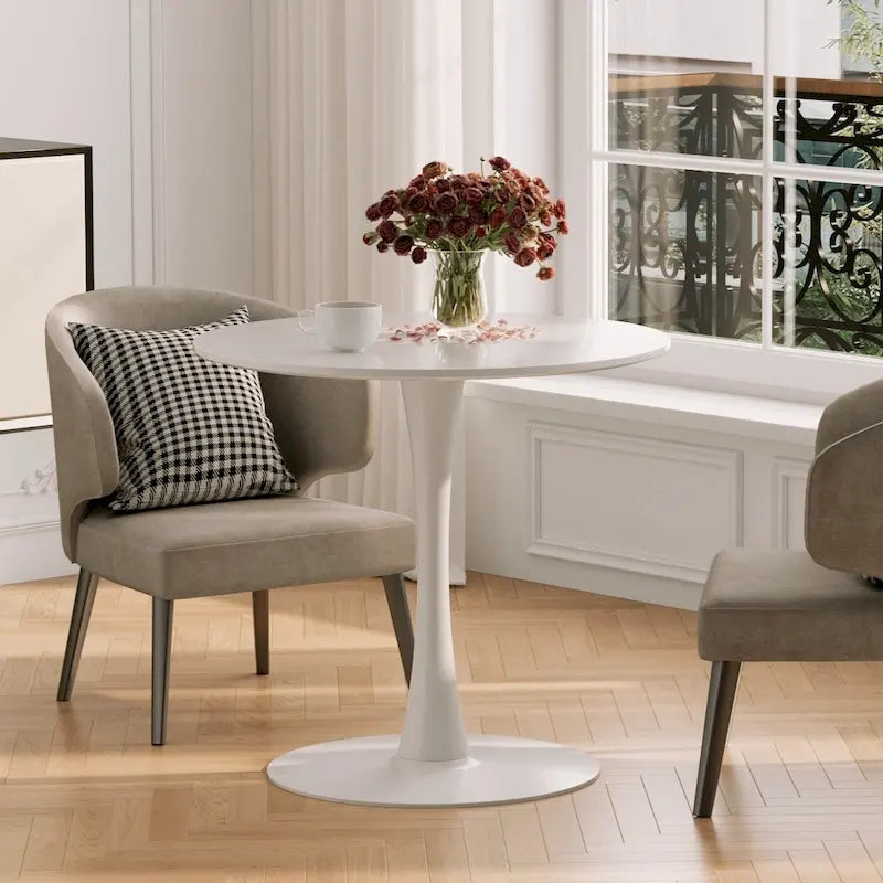 Table de salle à manger tulipe ronde de style Mid-Century Modern