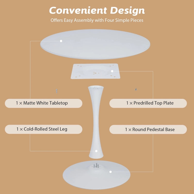 Table de salle à manger tulipe ronde de style Mid-Century Modern