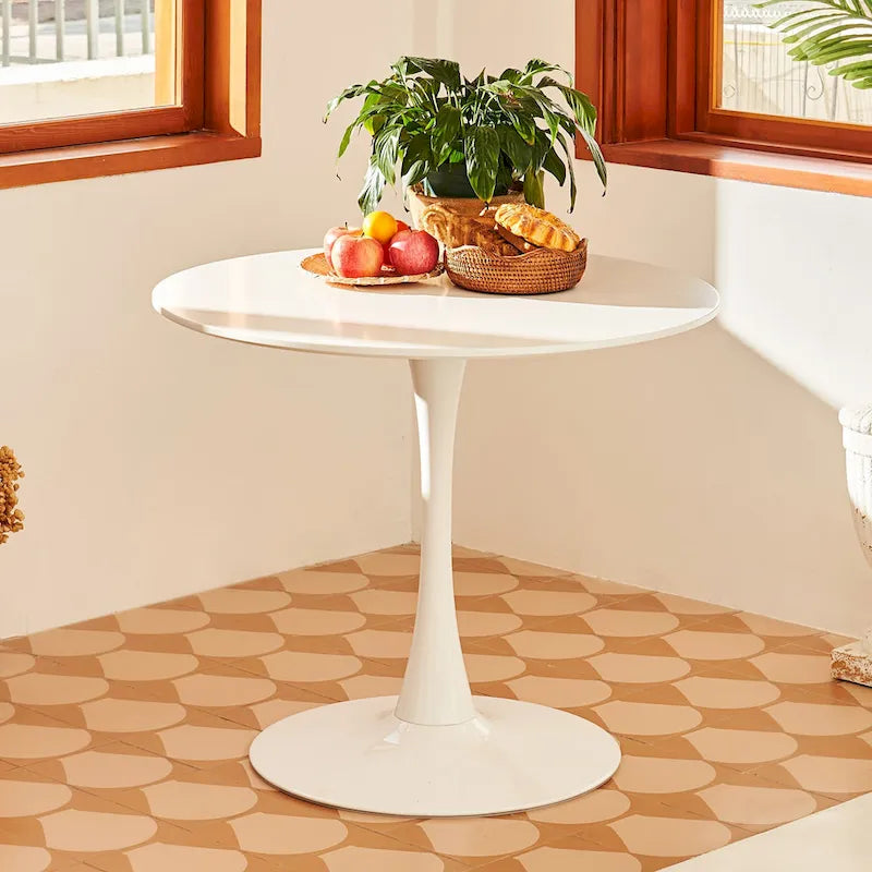 Table de salle à manger tulipe ronde de style Mid-Century Modern