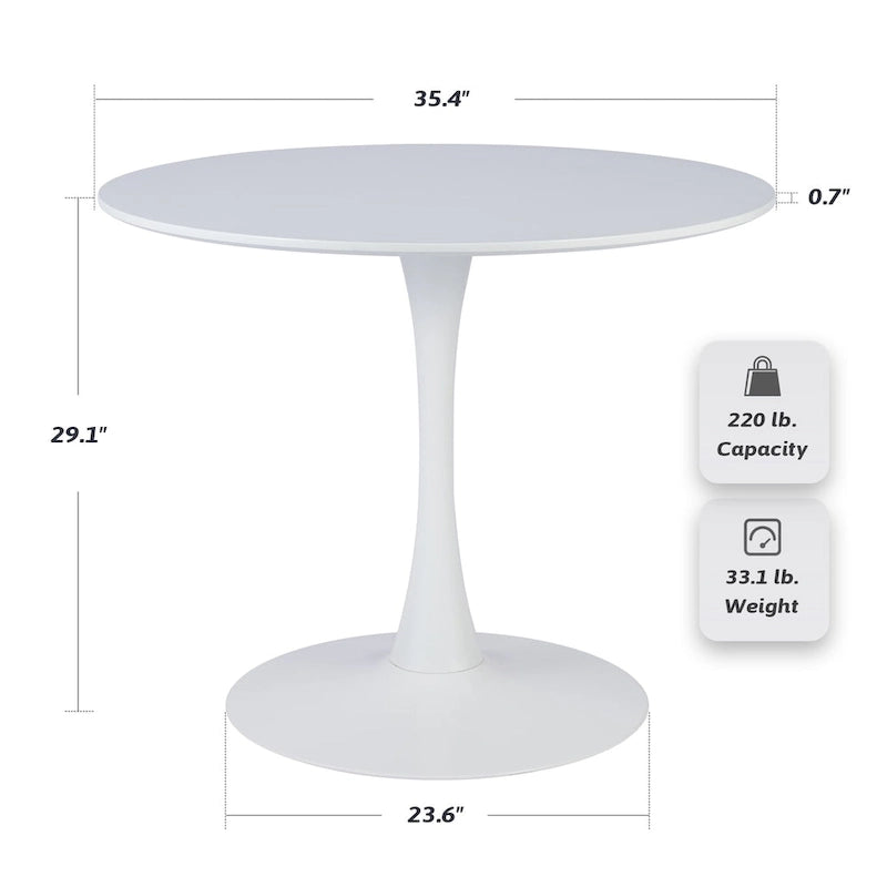 Table de salle à manger tulipe ronde de style Mid-Century Modern