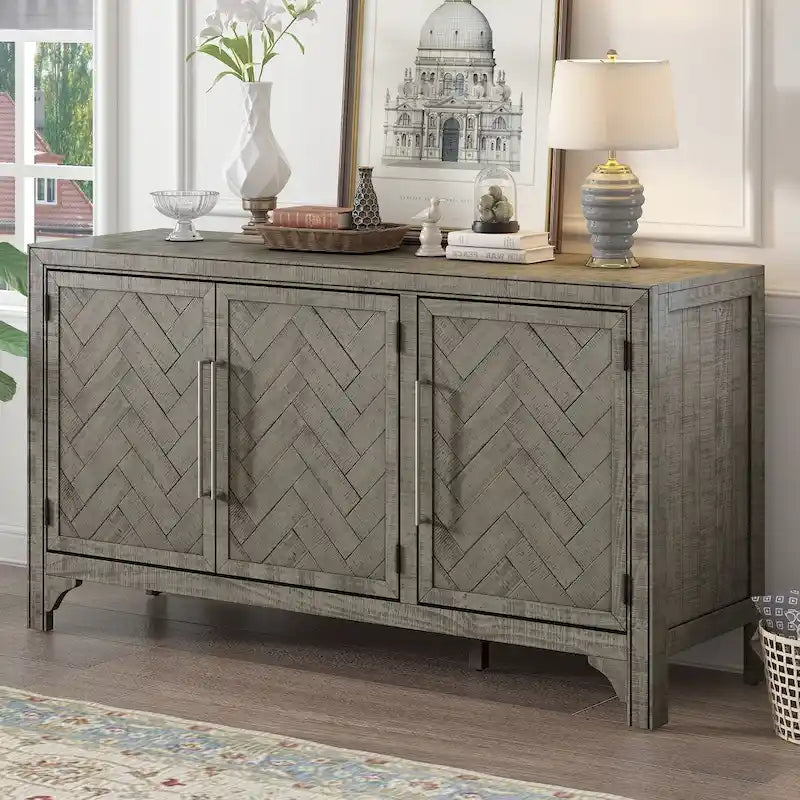 Buffet de rangement à 3 portes avec étagères réglables
