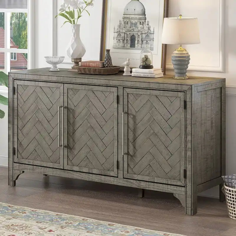 Buffet de rangement à 3 portes avec étagères réglables