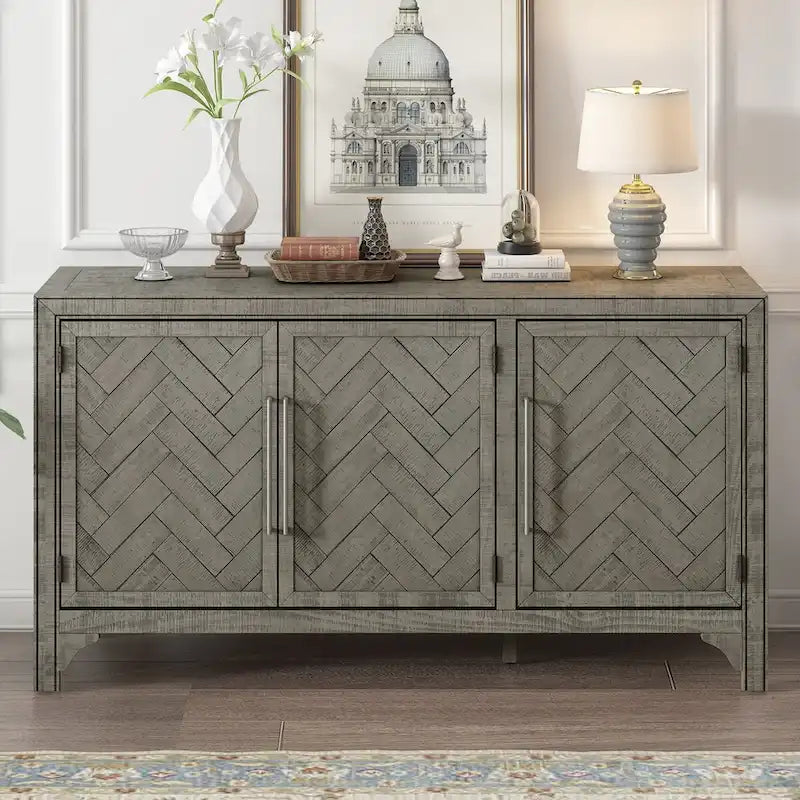 Buffet de rangement à 3 portes avec étagères réglables