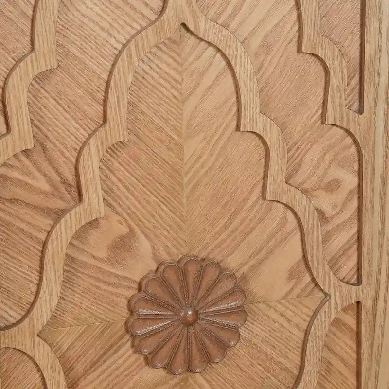 Vaisselier buffet à portes sculptées de fleurs grand meuble de rangement