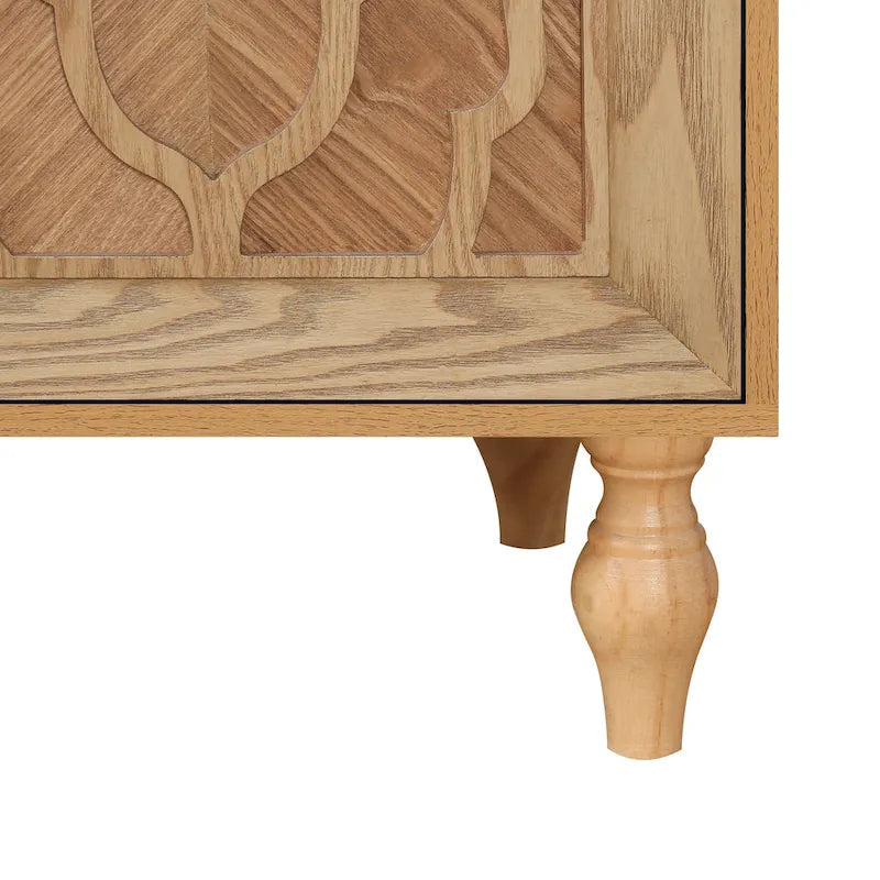 Vaisselier buffet à portes sculptées de fleurs grand meuble de rangement