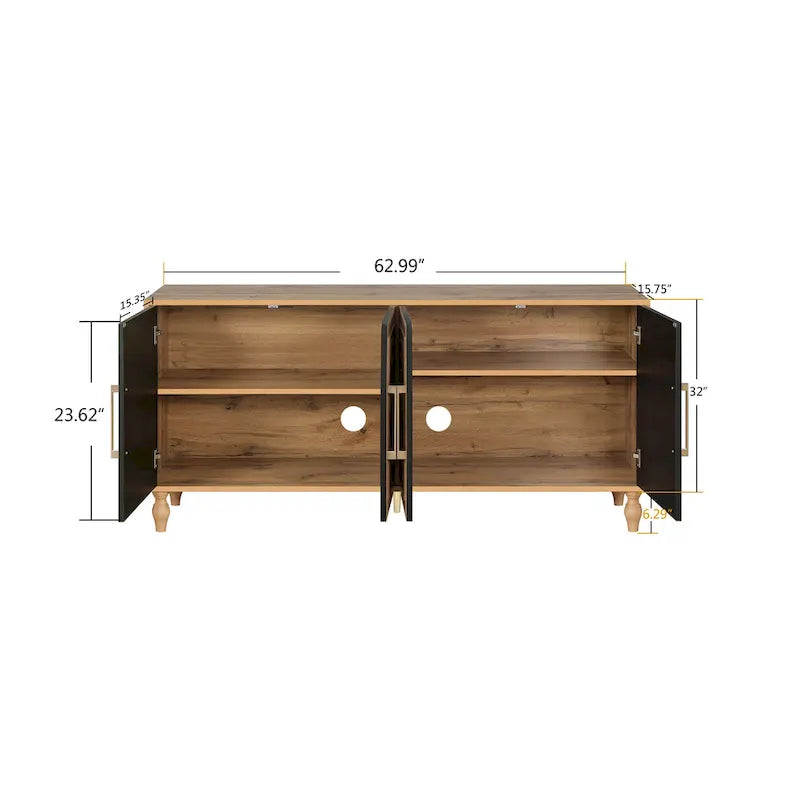Vaisselier buffet à portes sculptées de fleurs grand meuble de rangement