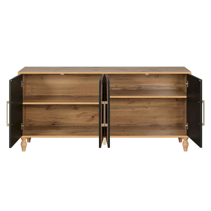 Vaisselier buffet à portes sculptées de fleurs grand meuble de rangement