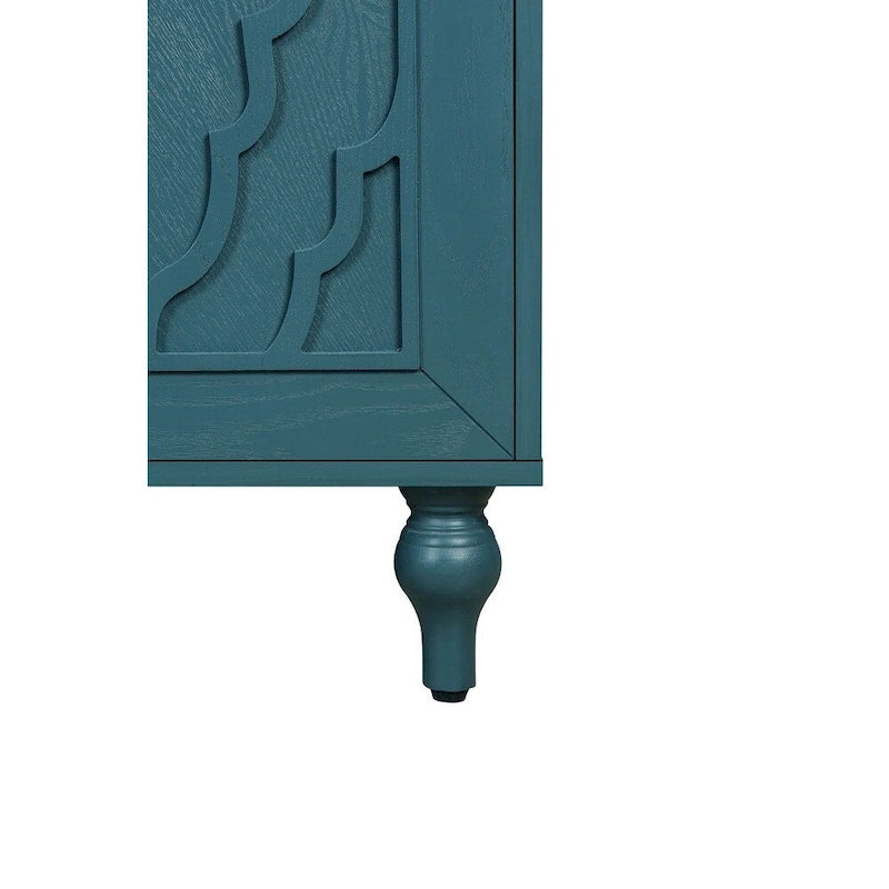 Vaisselier buffet à portes sculptées de fleurs grand meuble de rangement