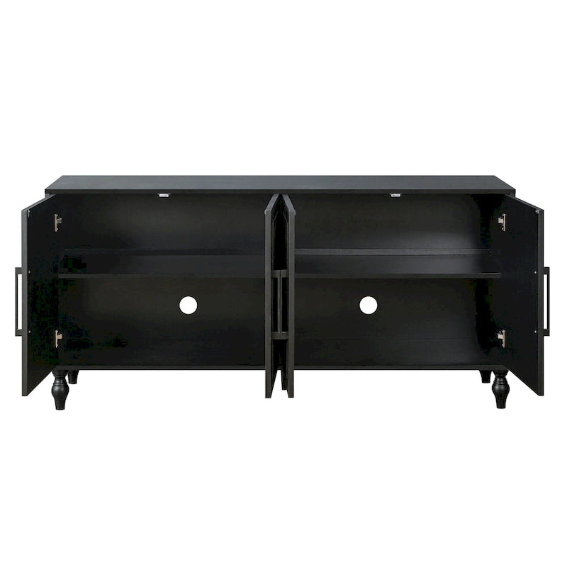 Vaisselier buffet à portes sculptées de fleurs grand meuble de rangement