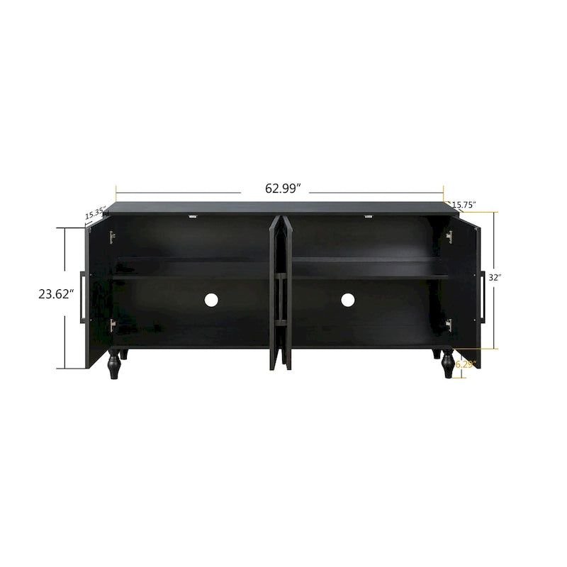Vaisselier buffet à portes sculptées de fleurs grand meuble de rangement