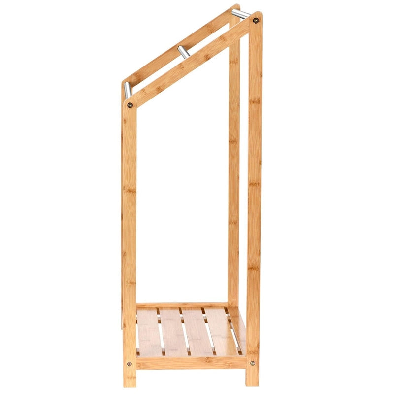 Porte-serviettes en bambou pour salles de bain (3 niveaux) - Support de serviettes de plage autoportant