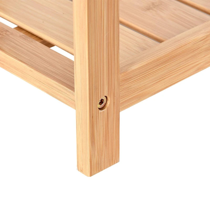 Porte-serviettes en bambou pour salles de bain (3 niveaux) - Support de serviettes de plage autoportant