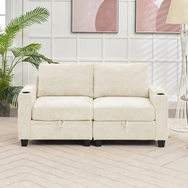 Canapé de rangement en chenille, petite banquette multifonctionnelle