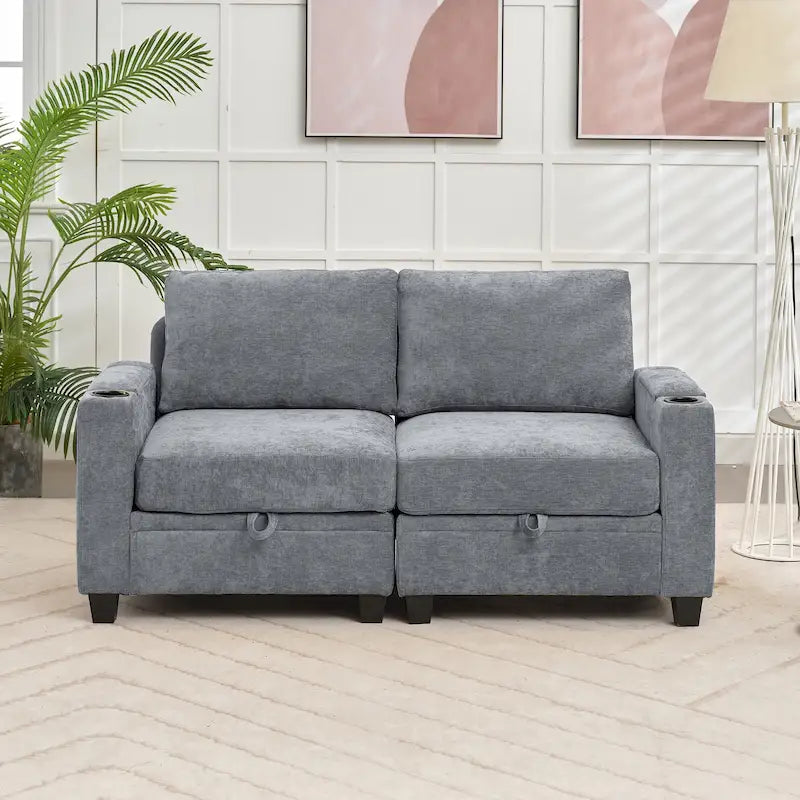 Canapé de rangement en chenille, petite banquette multifonctionnelle