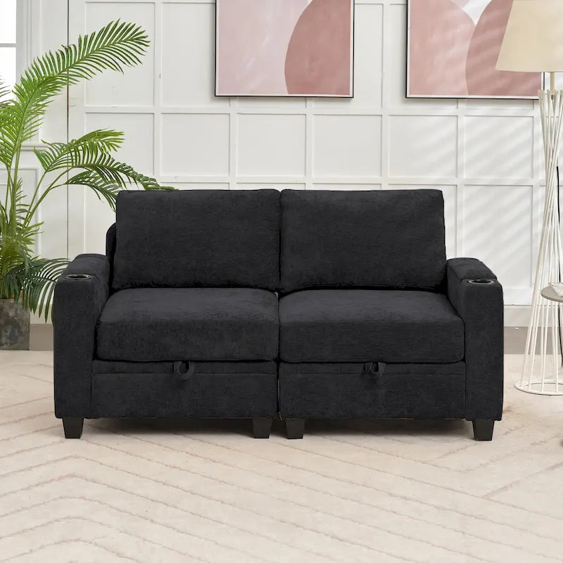 Canapé de rangement en chenille, petite banquette multifonctionnelle