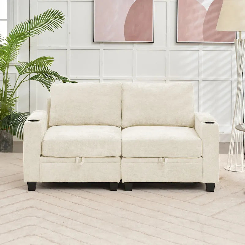 Canapé de rangement en chenille, petite banquette multifonctionnelle