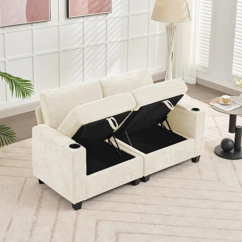 Canapé de rangement en chenille, petite banquette multifonctionnelle