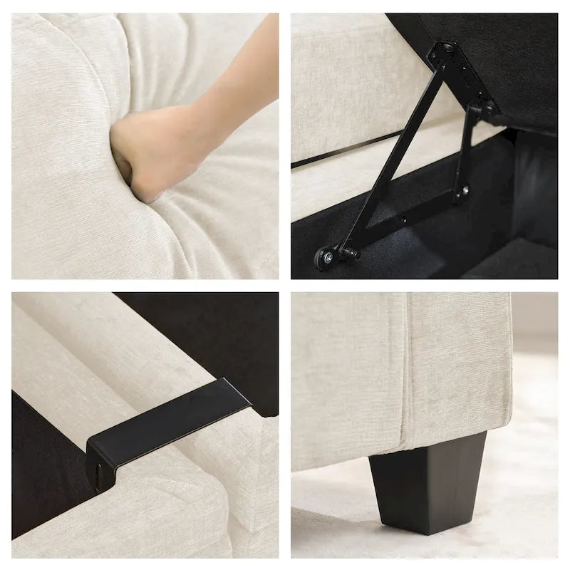 Canapé de rangement en chenille, petite banquette multifonctionnelle