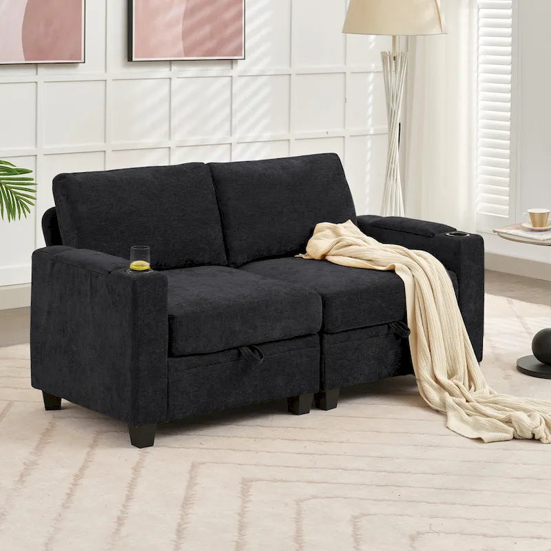 Canapé de rangement en chenille, petite banquette multifonctionnelle