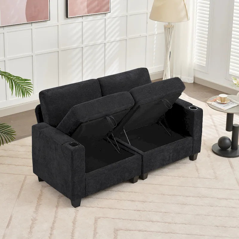 Canapé de rangement en chenille, petite banquette multifonctionnelle