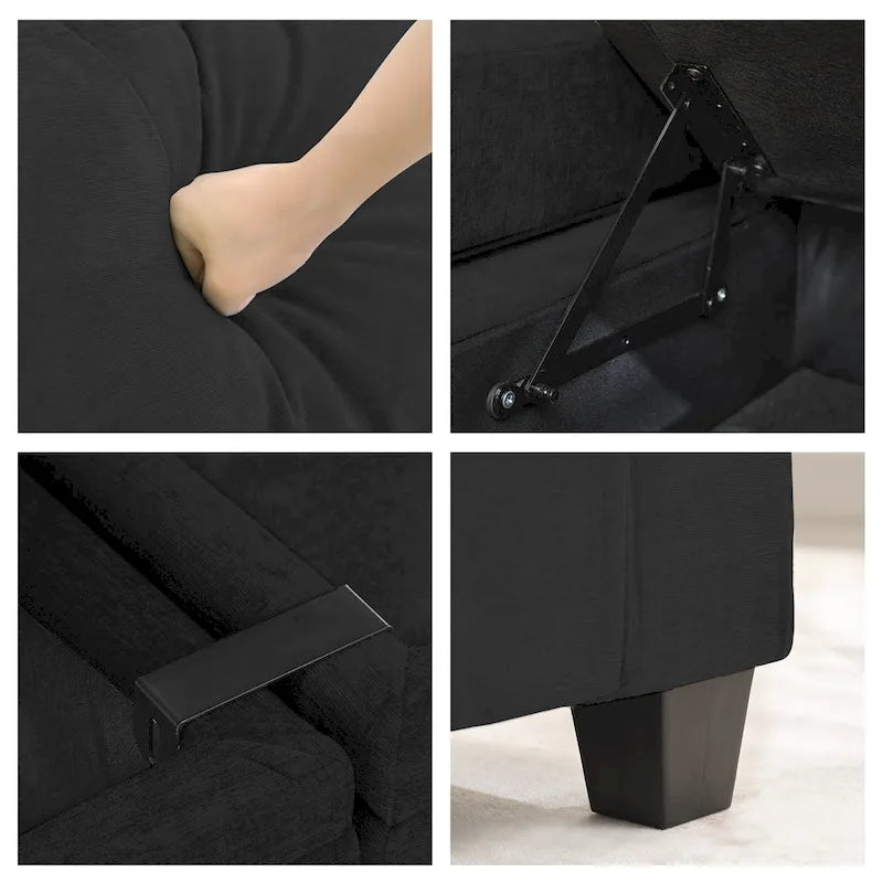 Canapé de rangement en chenille, petite banquette multifonctionnelle