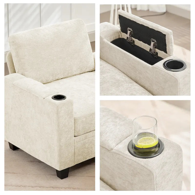 Canapé de rangement en chenille, petite banquette multifonctionnelle