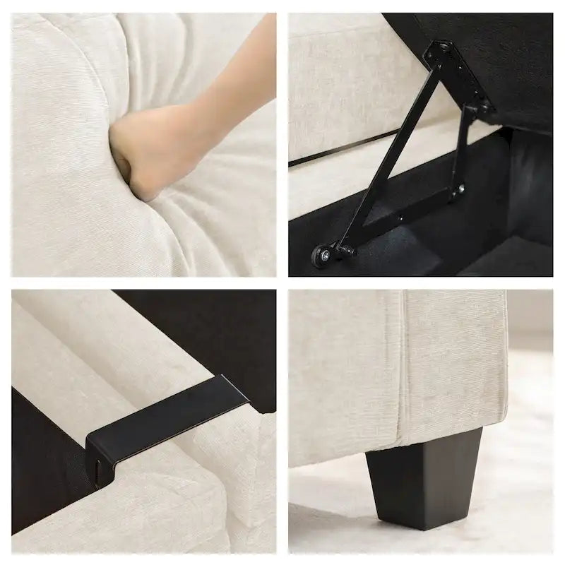 Canapé de rangement en chenille, petite banquette multifonctionnelle