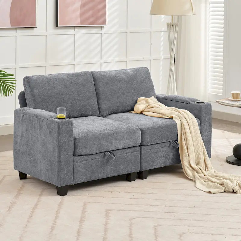 Canapé de rangement en chenille, petite banquette multifonctionnelle