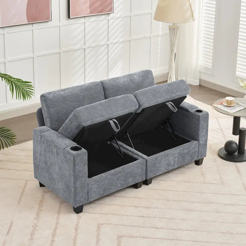Canapé de rangement en chenille, petite banquette multifonctionnelle