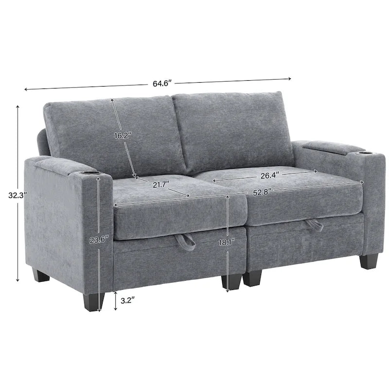 Canapé de rangement en chenille, petite banquette multifonctionnelle