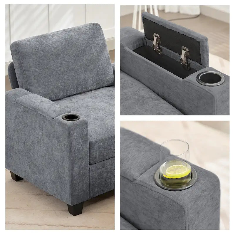 Canapé de rangement en chenille, petite banquette multifonctionnelle